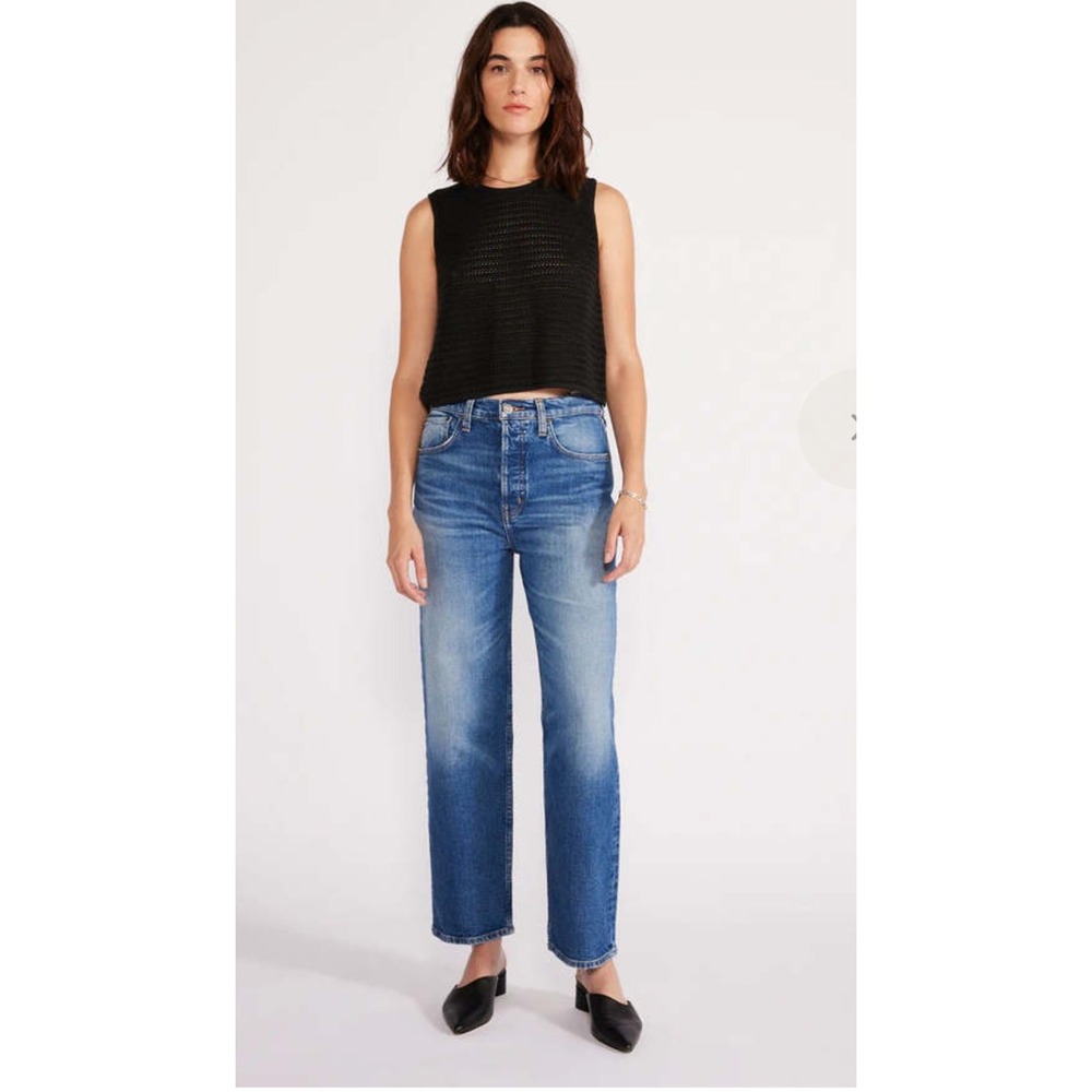 Etica Y2K Tia Vintage Straight Crop Jeans Size 29 High Rise Blue Organic Cotton
